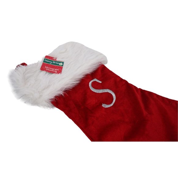Merry Brite Red and White Monogram "J" Stocking - 20 inches - Picture 2 of 4
